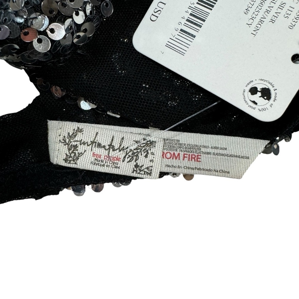 NWT New Free People Silver Sequins Sparks Fly Bralette Size S - Picture 7 of 10